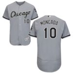 White Sox #10 Yoan Moncada Grey Flexbase Collection Stitched Jersey