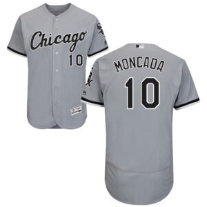 White Sox #10 Yoan Moncada Grey Flexbase Collection Stitched Jersey