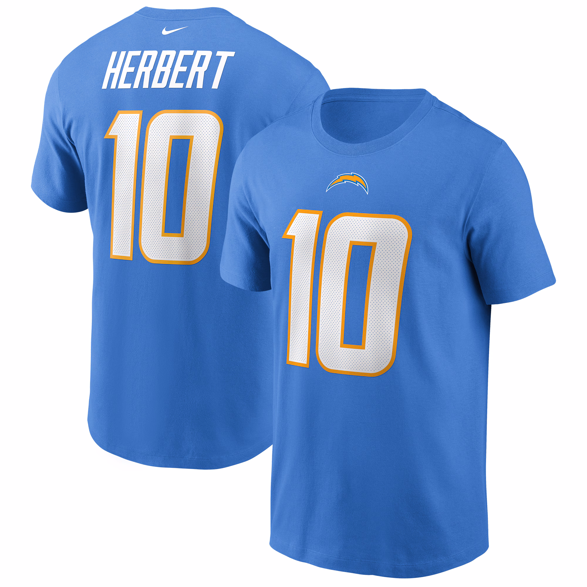 Men's Justin Herbert Powder Blue Los Angeles Chargers Name & Number T-Shirt