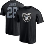 Men's Josh Jacobs Black Las Vegas Raiders Player Icon Name & Number T-Shirt