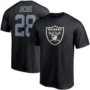 Men's Josh Jacobs Black Las Vegas Raiders Player Icon Name & Number T-Shirt