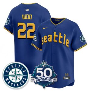 Bryan Woo #22 Seattle Mariners 50th Anniversary & AL West Vapor Premier Limited Jersey - Connect