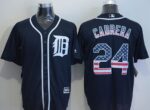 Detroit Tigers #24 Miguel Cabrera Navy Blue USA Flag Fashion Stitched Jersey