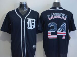 Detroit Tigers #24 Miguel Cabrera Navy Blue USA Flag Fashion Stitched Jersey