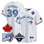 Trey Yesavage #39 Toronto Blue Jays 50th Red Maple Leaf Patch World Series Limited Jersey Stitched - White