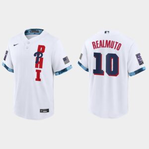 Men's Philadelphia Phillies #10 J.T. Realmuto White 2021 All-Star Game Jersey