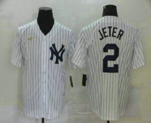 Men's New York Yankees #2 Derek Jeter White Throwback Stitched Cool Base  Jersey