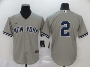 Men's New York Yankees #2 Derek Jeter Gray No Name Stitched Cool Base  Jersey
