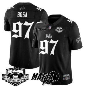 Joey Bosa #97 Buffalo Bills BUF Mafia Gothic Vapor Limited Jersey - Farewell Highmark Patch - All Stitched