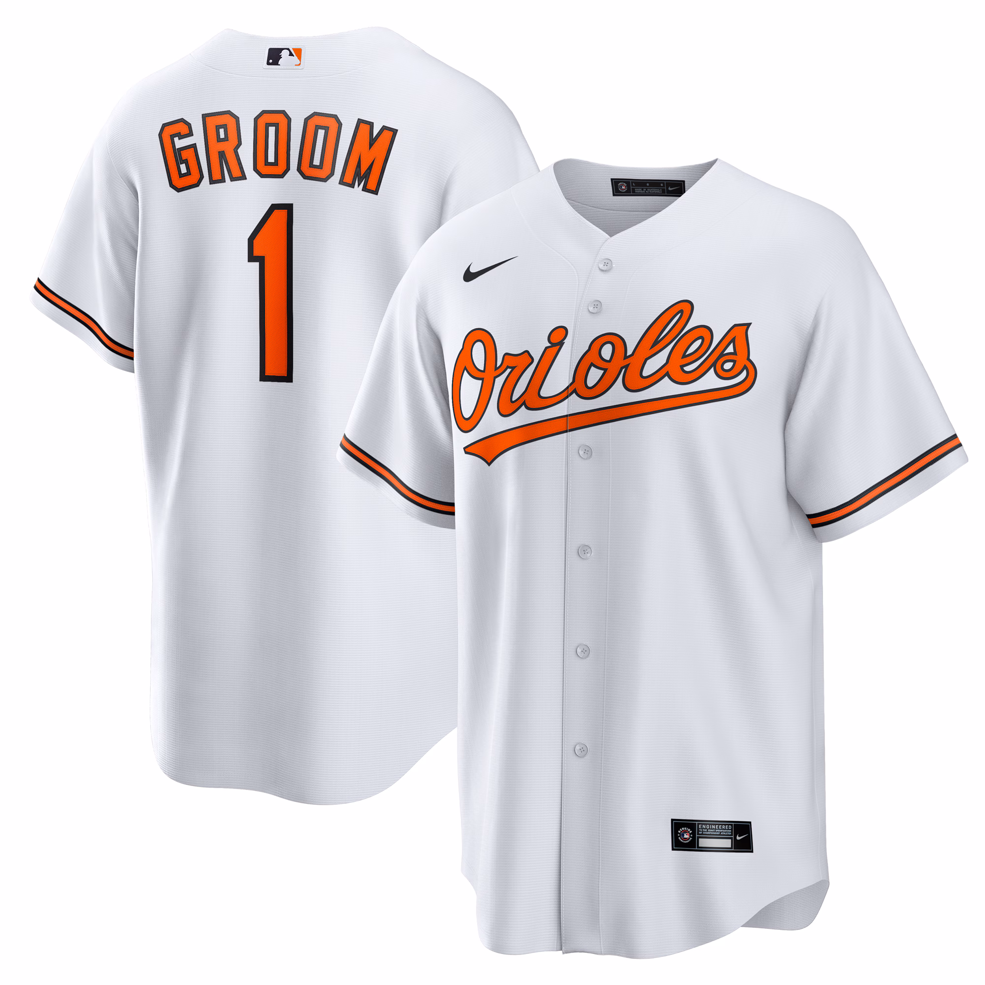 Baltimore Orioles  White #1 Groom Home Replica Jersey