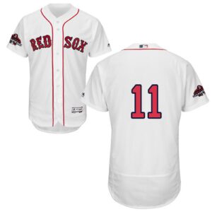 Men's Boston Red Sox #11 Rafael Devers White Flexbase Collection 2018 World Series Champions Stitched Jersey