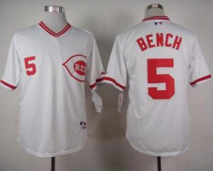 Cincinnati Reds #5 Johnny Bench White 1990 Turn Back The Clock Stitched Jersey
