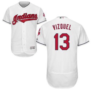Cleveland Indians #13 Omar Vizquel White Flexbase Collection Stitched Jersey