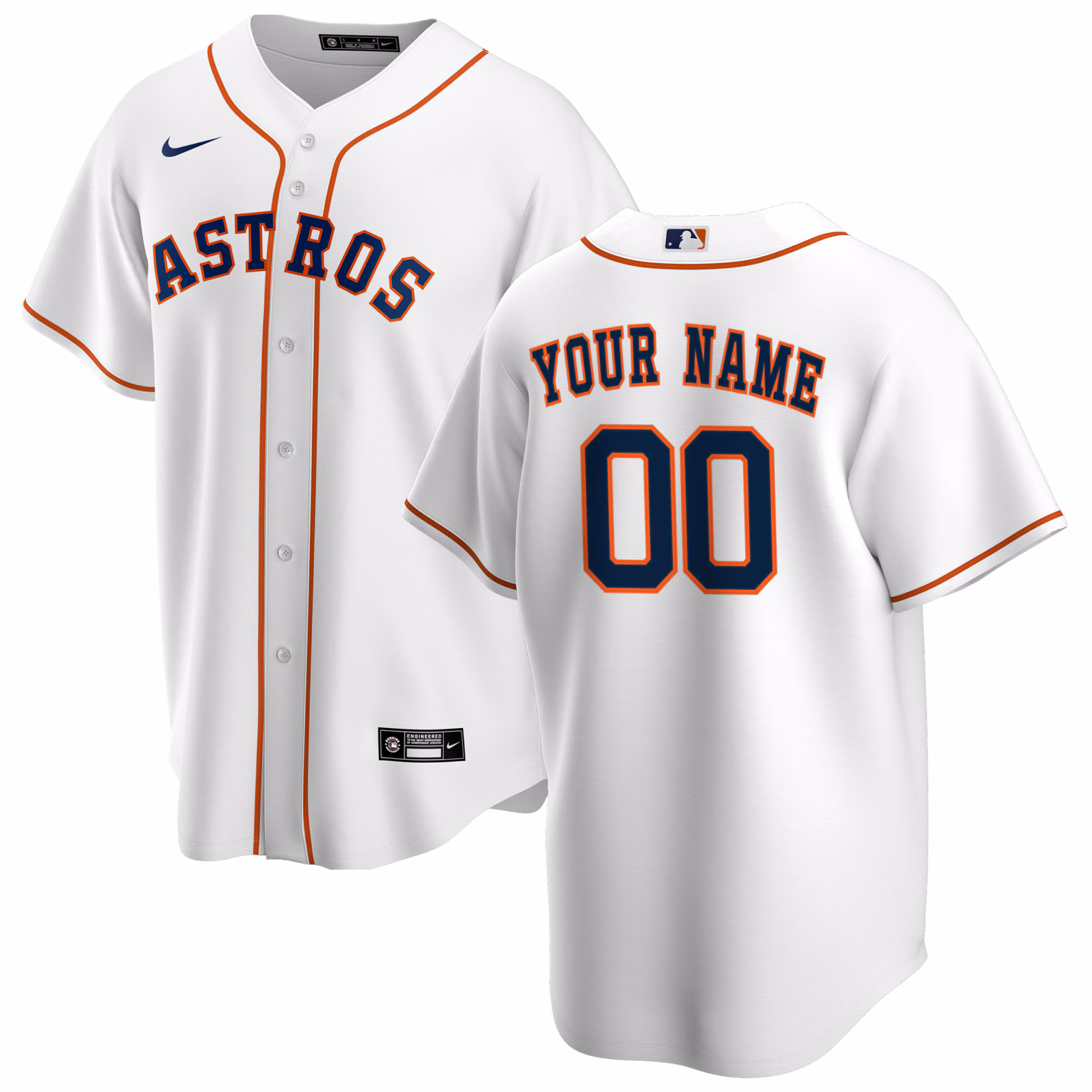 Houston Astros White Home Replica Custom #00 Jersey