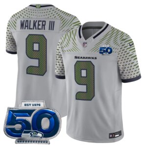 Walker III #9 Seattle Seahawks 2025 Rivalries 50th Season Patch Vapor Limited Jersey - All Stitched