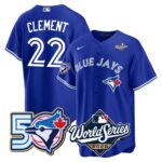 Ernie Clement  #22 Toronto Blue Jays 50th 2025 World Series Limited Jersey Stitched Royal