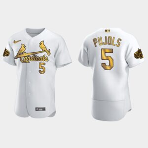 Men's St. Louis Cardinals #5 Albert Pujols 2022 All-Star Game Flex Base Jersey - White Gold