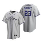 Men's  Colorado Rockies #23 Kris Bryant  Gray Replica Road Cool Base Jersey
