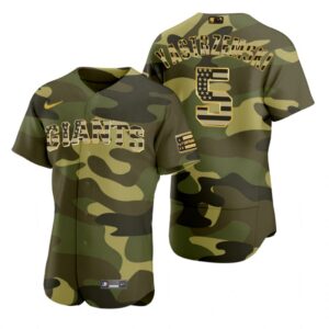 Men's San Francisco Giants #5 Mike Yastrzemski Camo 2022 Armed Forces Day Jersey