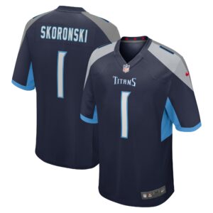 Peter Skoronski Tennessee Titans  2023 Draft First Round Pick Game Jersey - Navy