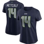 Women's DK Metcalf College Navy Seattle Seahawks Name & Number T-Shirt
