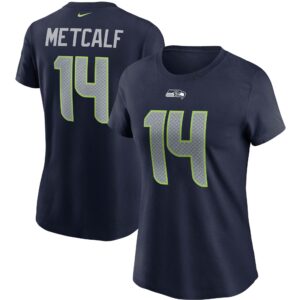 Women's DK Metcalf College Navy Seattle Seahawks Name & Number T-Shirt