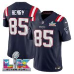 Hunter Henry #85 New England Patriots Super Bowl LX Patch Navy Player Game Jersey