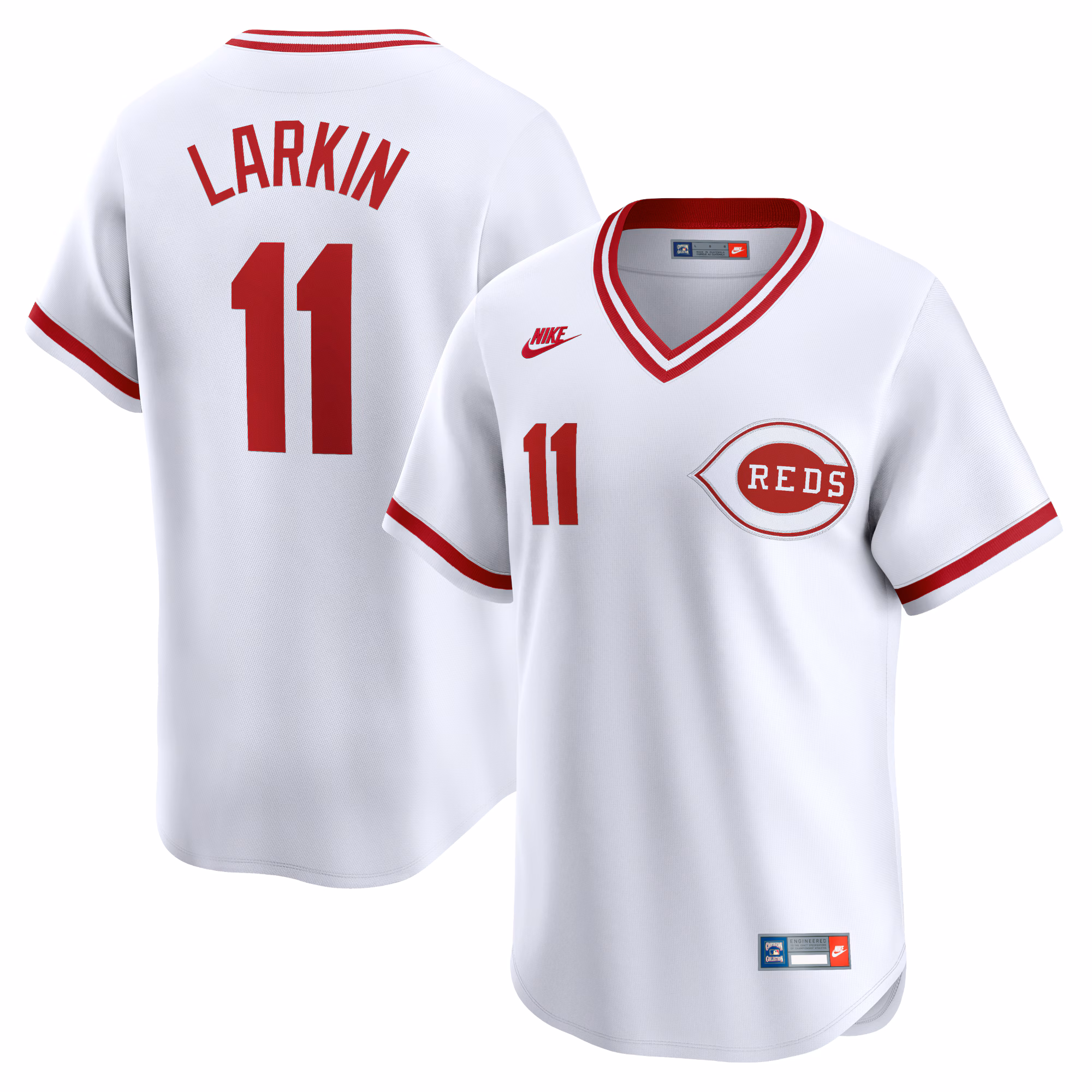 Cincinnati Reds Barry Larkin #11 White Throwback Cooperstown Limited Jersey
