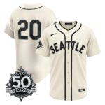 Luke Raley #20 Seattle Mariners 50th Anniversary Steelheads Sunday Night Jersey - Cream
