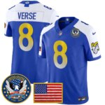Jared Verse #8 Los Angeles Rams 2025 United States 250th Anniversary Patch Vapor Limited Jersey - All Stitched