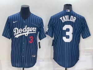 Men's  Los Angeles Dodgers #3 Chris Taylor Blue Stitched Cool Base Jersey