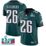 Men's Saquon Barkley #26 Players Limited Jersey Super Bowl LVII Patch-Green & Black & White