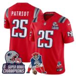 Patriot #25 New England Patriots 2025 Rivalries 6x Champions & Throwbacks Mascot Patch Vapor Limited Jersey - All Stitched