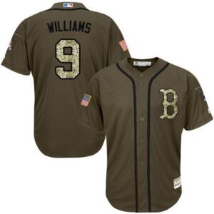 Boston Red Sox #9 Ted Williams Green Salute to Service Stitched Jersey