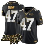 Donald Trump #47 Buffalo Bills BUF 2024 Bills Mafia Patch Gold Vapor Limited Jersey - All Stitched