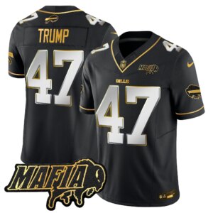 Donald Trump #47 Buffalo Bills BUF 2024 Bills Mafia Patch Gold Vapor Limited Jersey - All Stitched