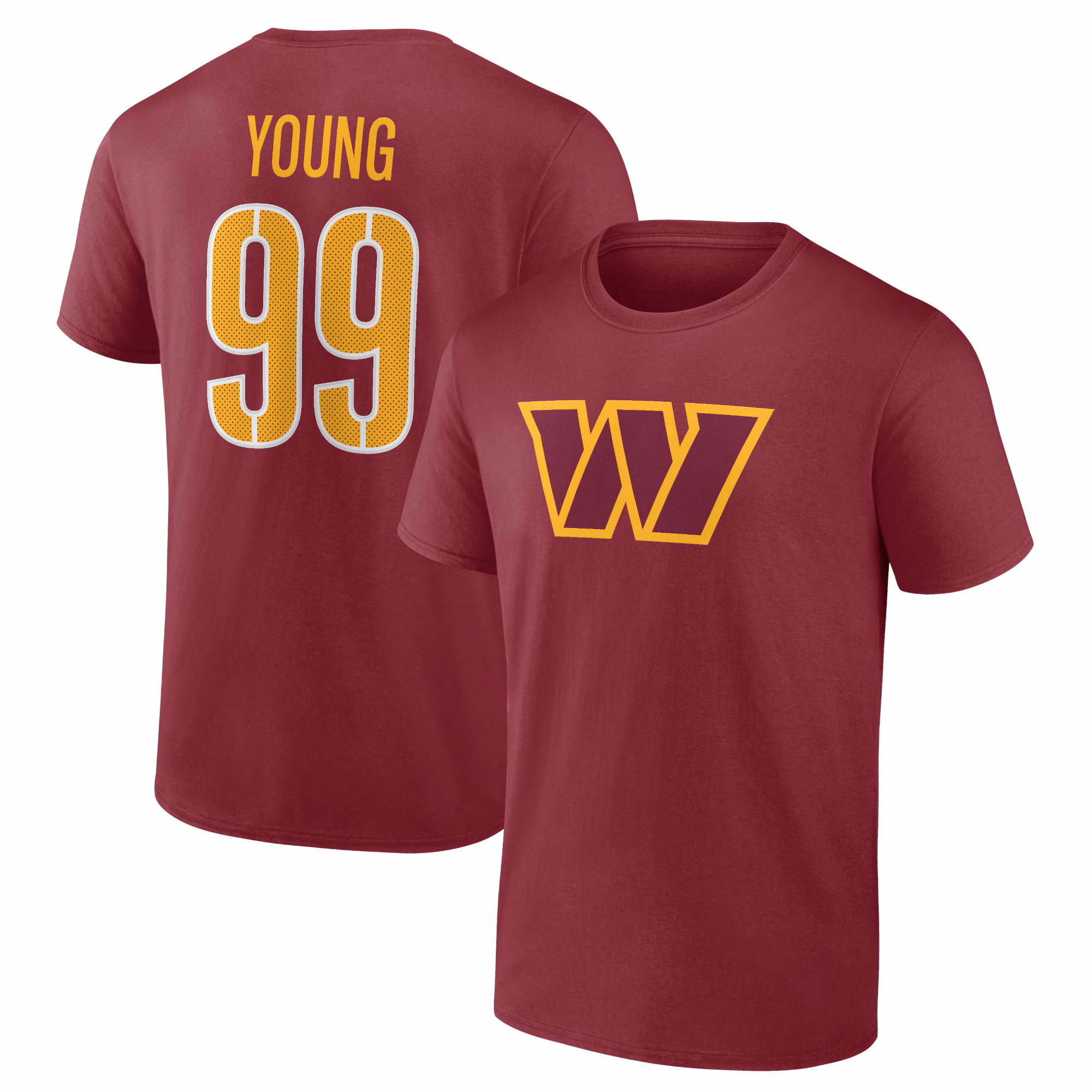 Men's Chase Young Burgundy Washington Commanders Player Icon Name & Number T-Shirt