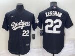 Men's  Los Angeles Dodgers #22 Clayton Kershaw Black Stitched Cool Base Jersey