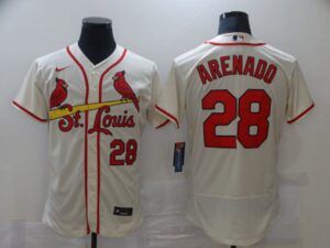 Men St.Louis Cardinals #28 Arenado Cream Elite  Jerseys