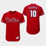 Men's Philadelphia Phillies #10 J.T. Realmuto Majestic Alternate Scarlet Flex Base Jersey