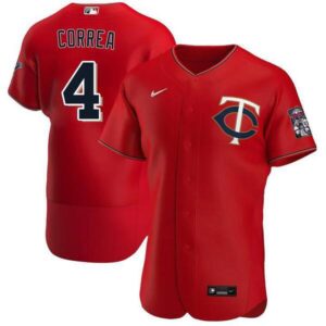 Men's Minnesota Twins #4 Carlos Correa Alternate Player Red Jersey