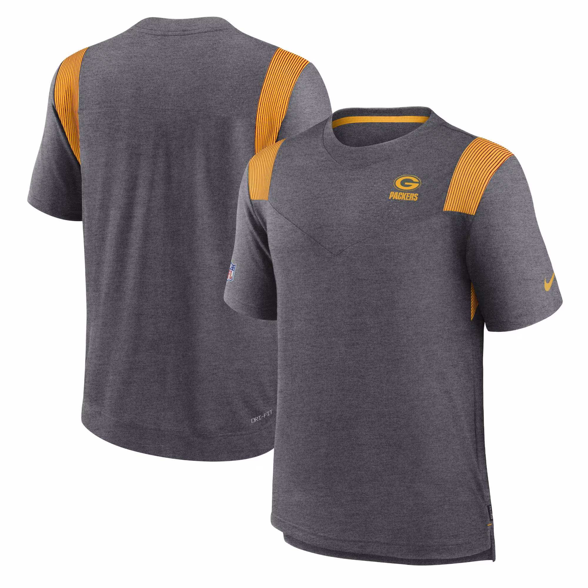 Men's Heather Charcoal Green Bay Packers Sideline Tonal Logo Performance Player T-Shirt