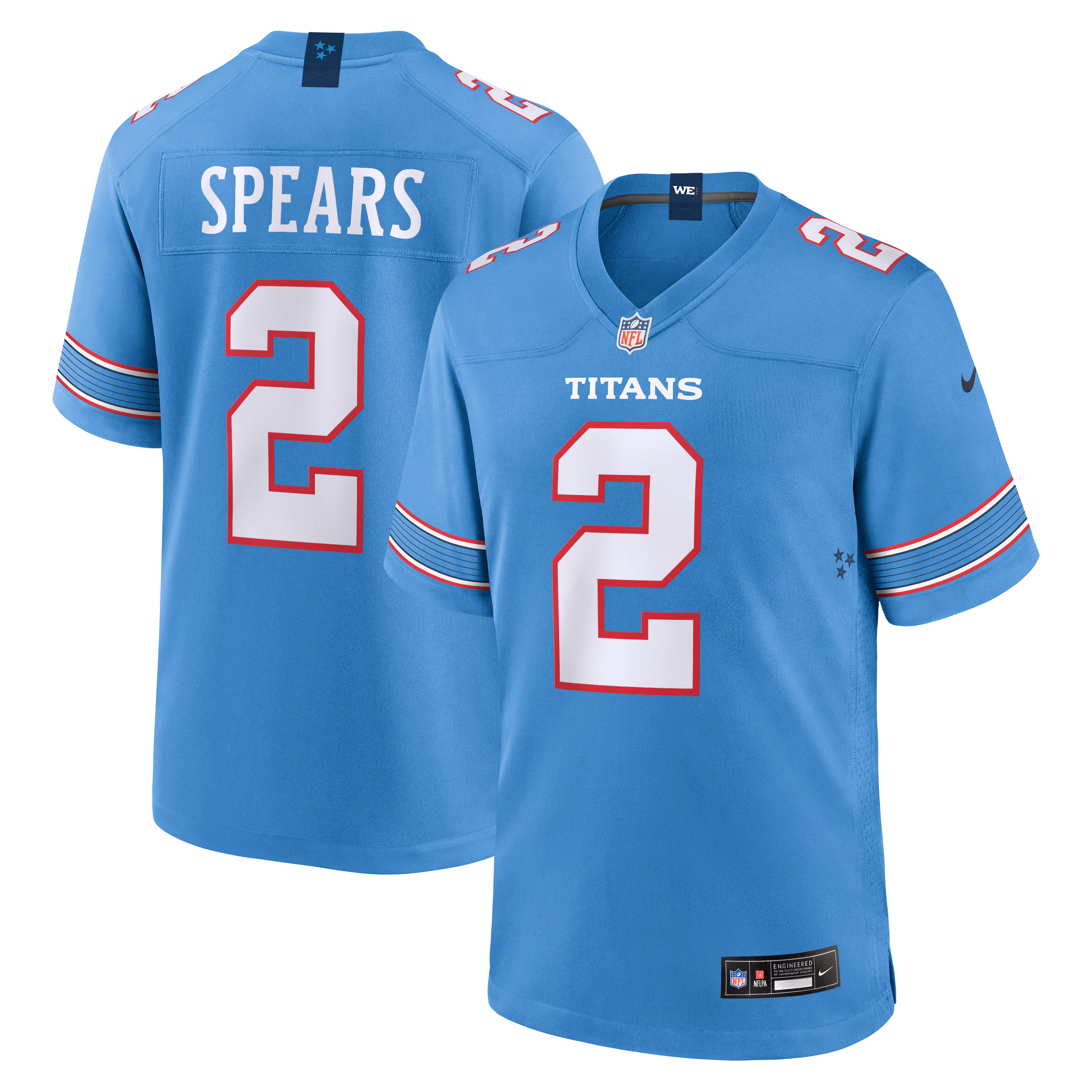 Tyjae Spears #2 Tennessee Titans  Light Blue Game Jersey
