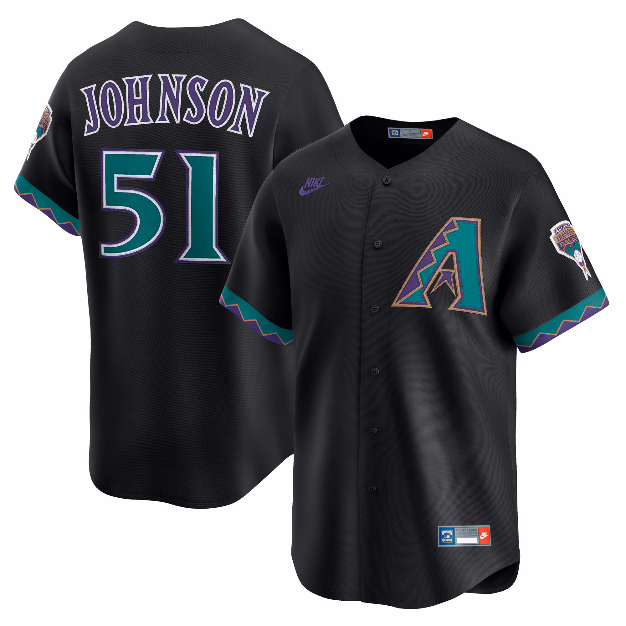 Arizona Diamondbacks Randy Johnson #51 Black Throwback Cooperstown Collection Limited Jersey