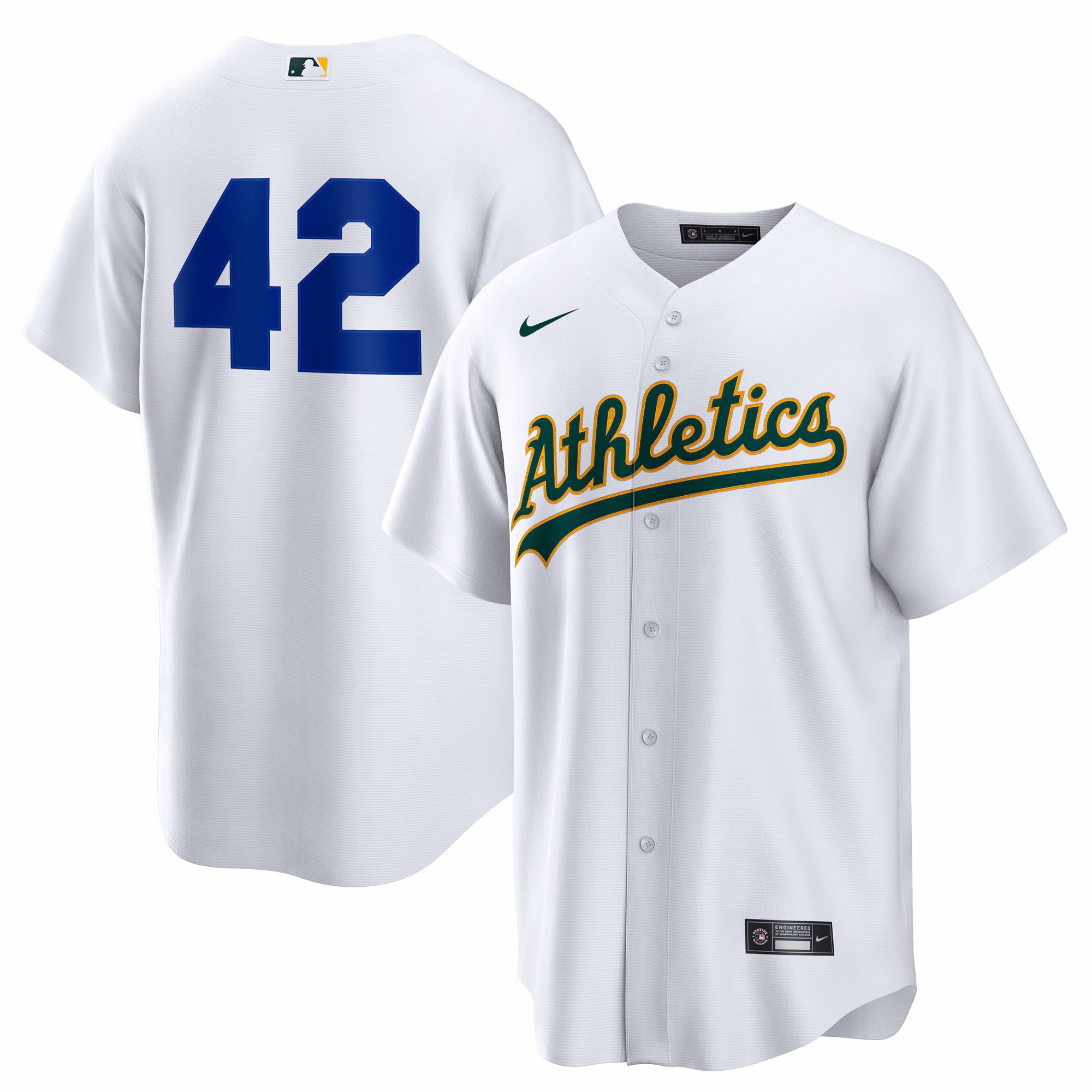 Men's Athletics White Home  2025 Jackie Robinson Day Replica Jersey