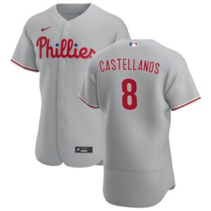 Men's Philadelphia Phillies #8 Nick Castellanos 2022  Home Player Grey Jersey