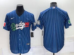 Men's  Los Angeles Dodgers Blank Blue Mexico Flag Stitched Cool Base Jersey