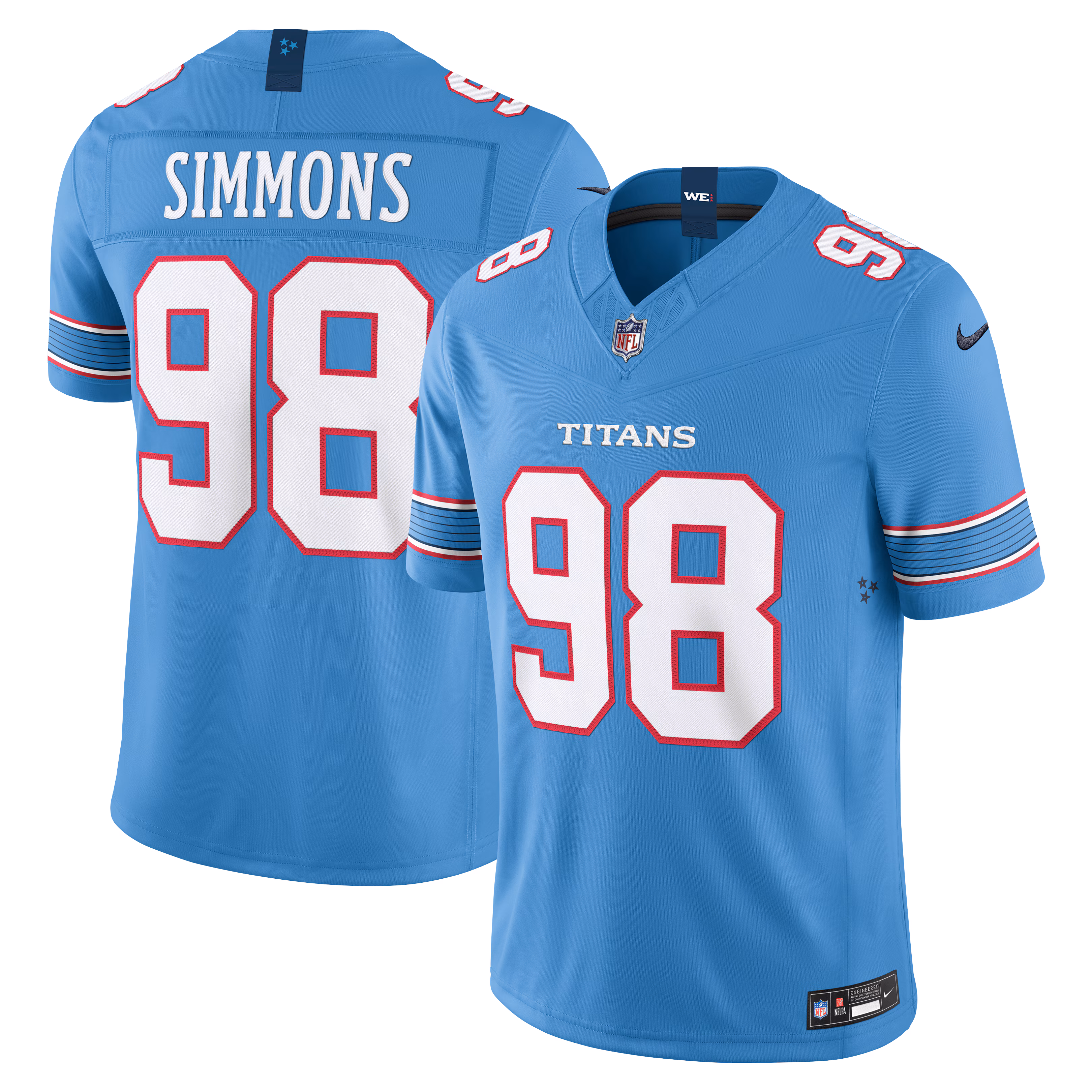 Jeffery Simmons #98 Tennessee Titans Light Blue Vapor F.U.S.E. Sewn Down Limited Jersey