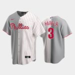 Men's Philadelphia Phillies Split Replica #3 Bryce Harper Gray/White Jersey