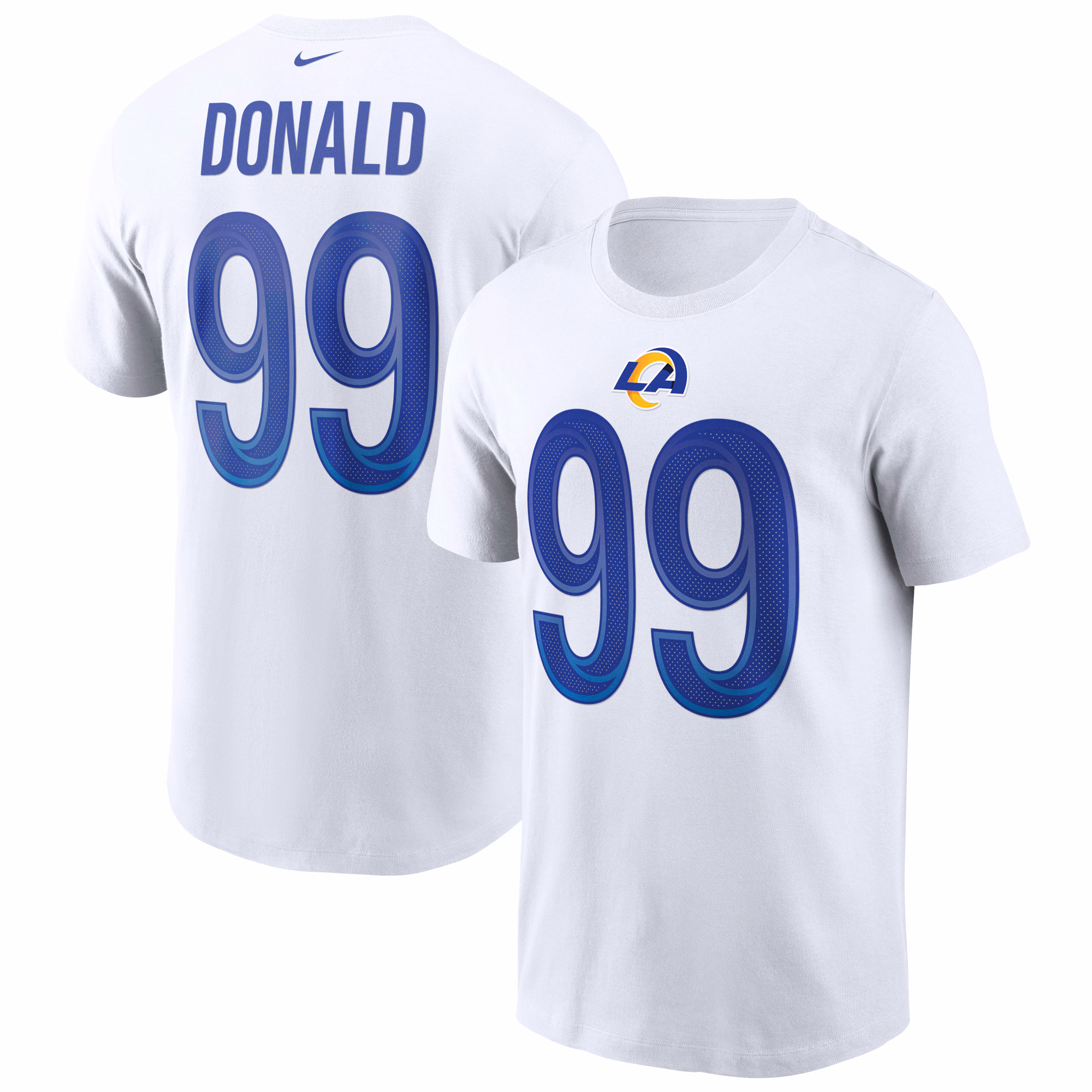 Men's Aaron Donald White Los Angeles Rams Name & Number T-Shirt